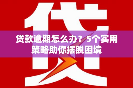 开阳贷款逾期怎么办？5个实用策略助你摆脱困境